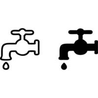 Water tap icon, outline and solid style, dripping water, simple design. vector