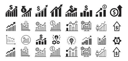Data analytics thin line icon set. Containing database, statistics, monitoring, computing, technology, research, management, chart up and down, report, diagram, graph, information. Illustration EPS 10 vector