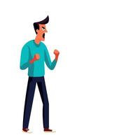 Angry cartoon man with fists ready, isolate on white, simple flat style, minimalism vector