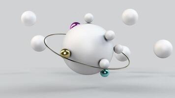 Abstract 3D Orb Animation with Floating Spheres and Metallic Rings video