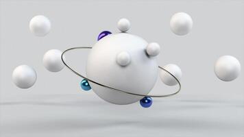 Minimal 3D Sphere Composition with Rotating Glossy Elements in Loop video