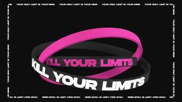 Realistic 3D Typography Loops in Brutalism Style with Text Bands. Kill your limits. video