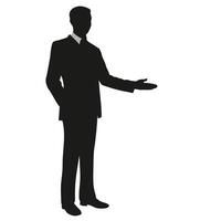 Businessman silhouette in a suit with open hand for presentation design vector