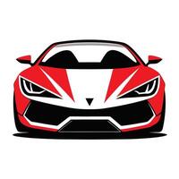 Front view of a red sports car illustration vector