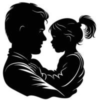 Silhouette of father lovingly holding daughter illustration art design vector
