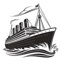 illustration of a large ocean liner steaming on water vector