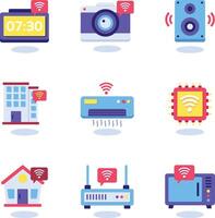 Wireless Devices Set of Flat Icons and Illustrations vector