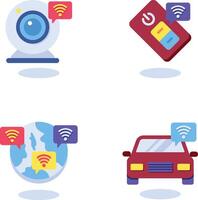 Internet Of things Set of Flat Icons and Illustrations vector