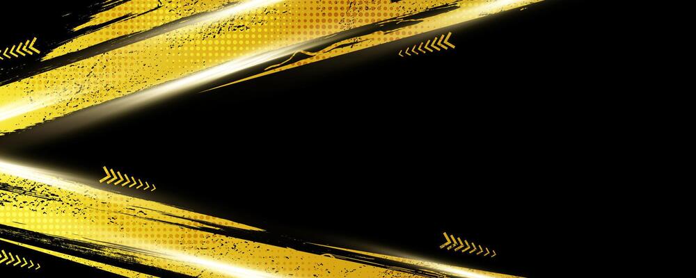 Grunge Sports Background with Gold Brush Strokes and Halftone Style. Sports Banner or Poster Design