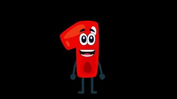 A cartoon red number one with a smile on its face video