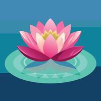 a pink lotus flower floating in a pond vector
