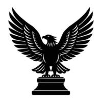 an eagle is standing on a pedestal with its wings spread out vector