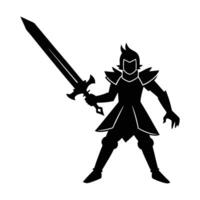 a silhouette of a knight holding a sword vector