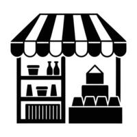 a black and white illustration of a store front vector