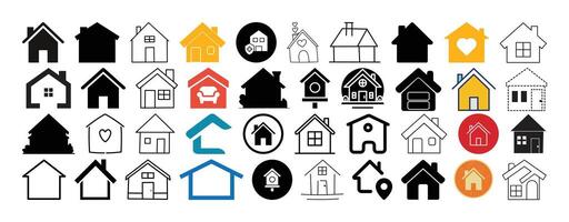 Set of Home button, house symbols, Home page and Building icon set collection design. vector