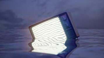 Broken TV floating in the ocean video