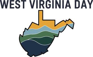 West Virginia Day Map With Layered Mountains And Text For Celebrations vector