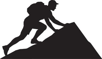Hiker Silhouette Ascending Mountain Peak Illustration Graphic Element Isolated vector