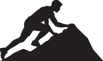 Silhouette Of A Man Climbing Mountain Achieving Success Motivation Illustration vector