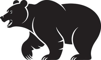 Aggressive Grizzly Bear Silhouette Standing In Profile Illustration Graphic Design vector