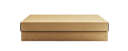 Plain rectangular cardboard box with lid isolated on transparent background png
