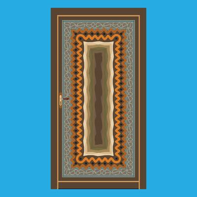 Digital print door design 3d illustration.laminated modern door design and background wallpaper