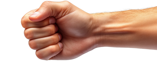 Clenched fist gesture side view, isolated on transparent background, png