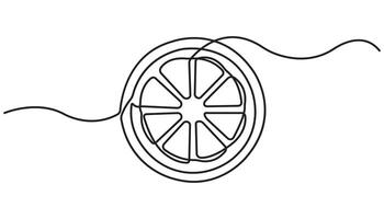 Lemon citrus half fruit one line art drawing, One continuous line drawing of fresh delicious lemon vector