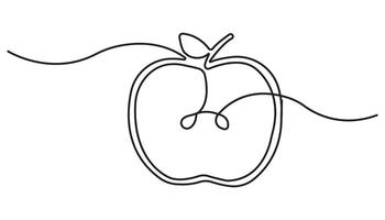 slice of apple continuous one line drawing vector