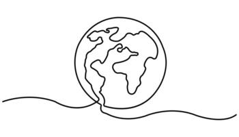 global continuous one line drawing, world map illustration minimalist design of minimalism isolated on white background vector