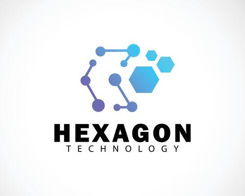 hexagon logo creative digital science connection