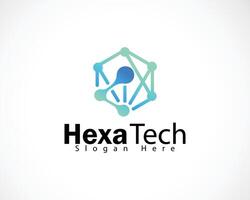 hexagon logo creative digital science connection molecule vector