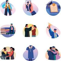 Set of Flat Style Convocation Illustrations vector