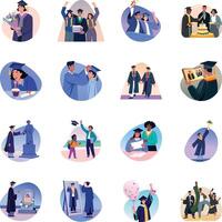 Set of Flat Style Graduated Characters Illustrations vector