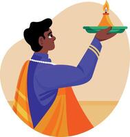 A flat style illustration showing a hindu praying vector