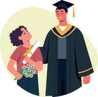 A flat style illustration of a proud sibling vector
