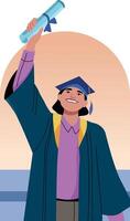 A flat style illustration of a happy graduate character vector