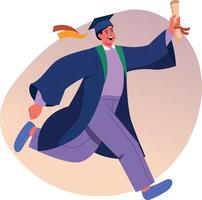 A flat illustration showing a character happy on degree confinement vector