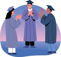 Applauding graduated students illustration in flat style vector