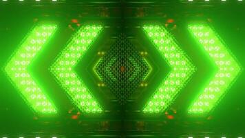 A clip of vj racing neon green arrows in a seamless loop. Perfect for visualizing audio beats in music videos, stage walls video