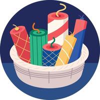 Diwali firecrackers illustration in flat style vector