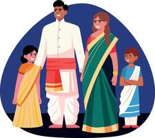 A flat style illustration of a happy family vector
