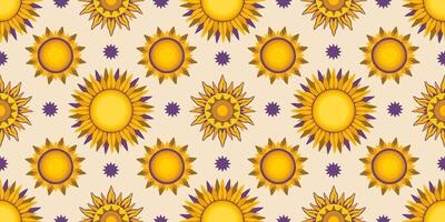 seamless pattern with suns and stars in folklore style vector