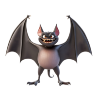 A smiling 3D bat character perfect for Halloween graphics Isolated on transparent Background png