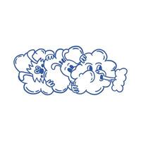 cloud with dog retro cartoon character illustration vector
