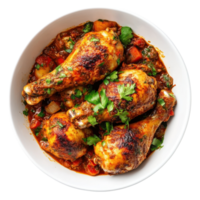 Richly Spiced Ghanaian Chicken Dish with Aromatic Herbs Isolated on transparent Background png