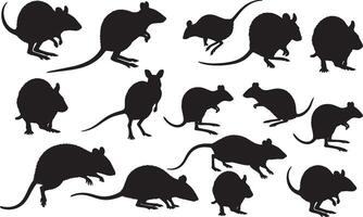 A set of silhouettes of mice and rats vector