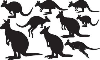 Australian kangaroo silhouette set illustration vector