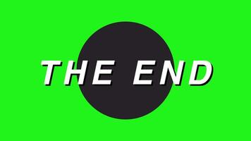 The end title screen with bold text and green background video