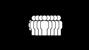 Minimalistic row of people in white on black background video